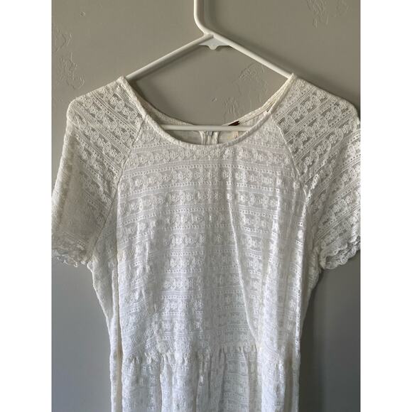 Free People Size 10 Creamy White Lace Knee Length Dress - Picture 4 of 13